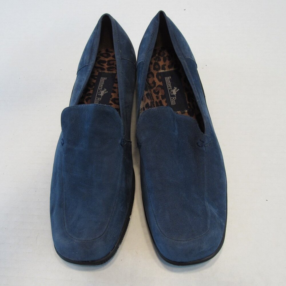 Hunters Run Blue Suede Slip On Vintage Loafers Size 10.5 WW Extra Wide